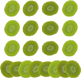 20 PCS Artificial Kiwi Slices Realistic Fruit Blocks Fake Plastic Realistic Fruit Ornament Home Decoration Office Party Festival Wedding Photography Prop