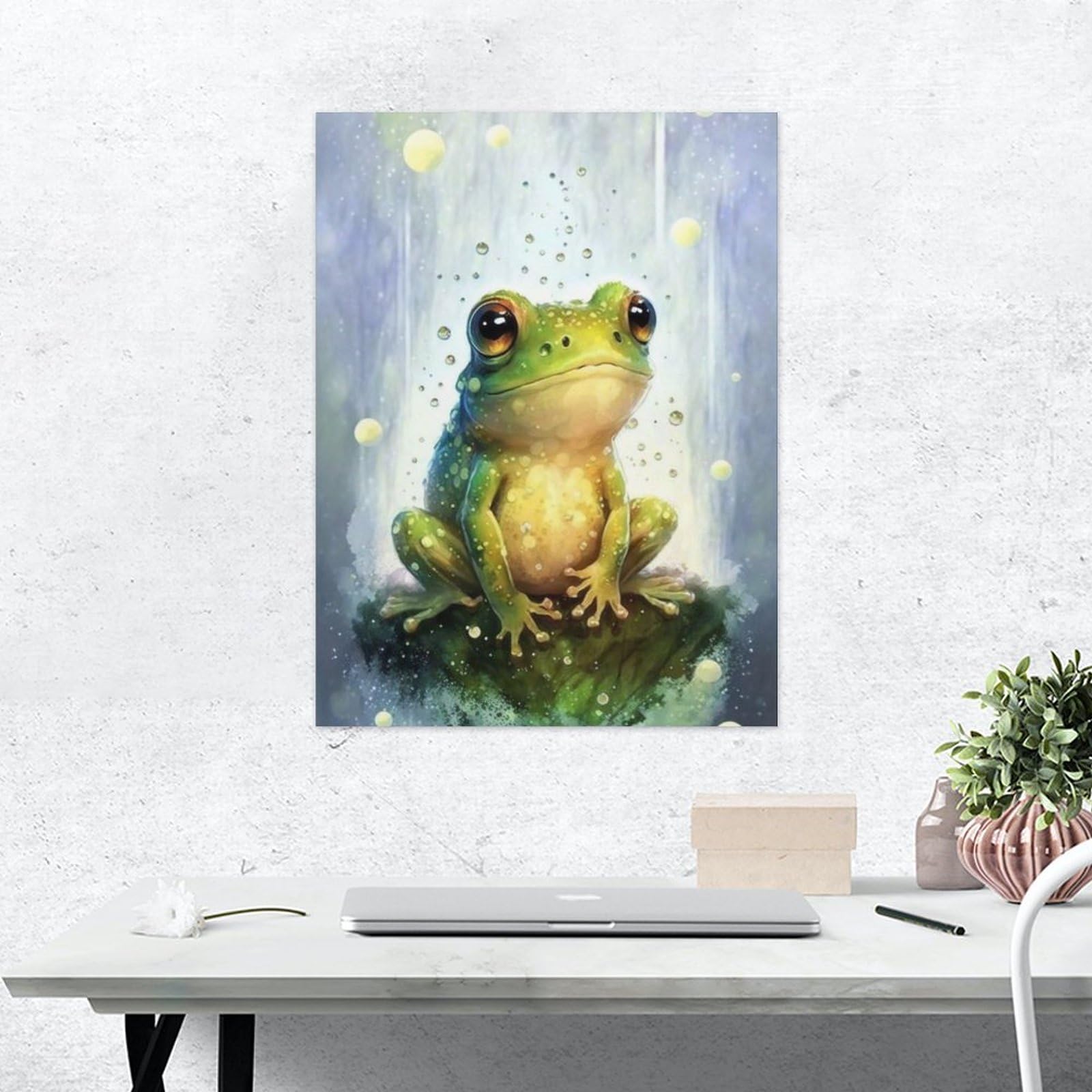 蛙 カエル 原画 アート 絵画 画家 インテリア ハンドメイド イラスト 緑 蛙 カエル 原画 アート 絵画 画家 インテリア ハンドメイド