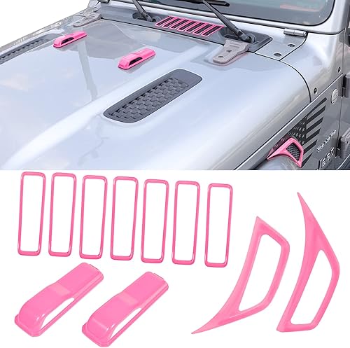 Cubierta de bisagra del capó del motor, cubierta de salida de aire acondicionado lateral y cubierta de ventilación del capó para Jeep Wrangler JL