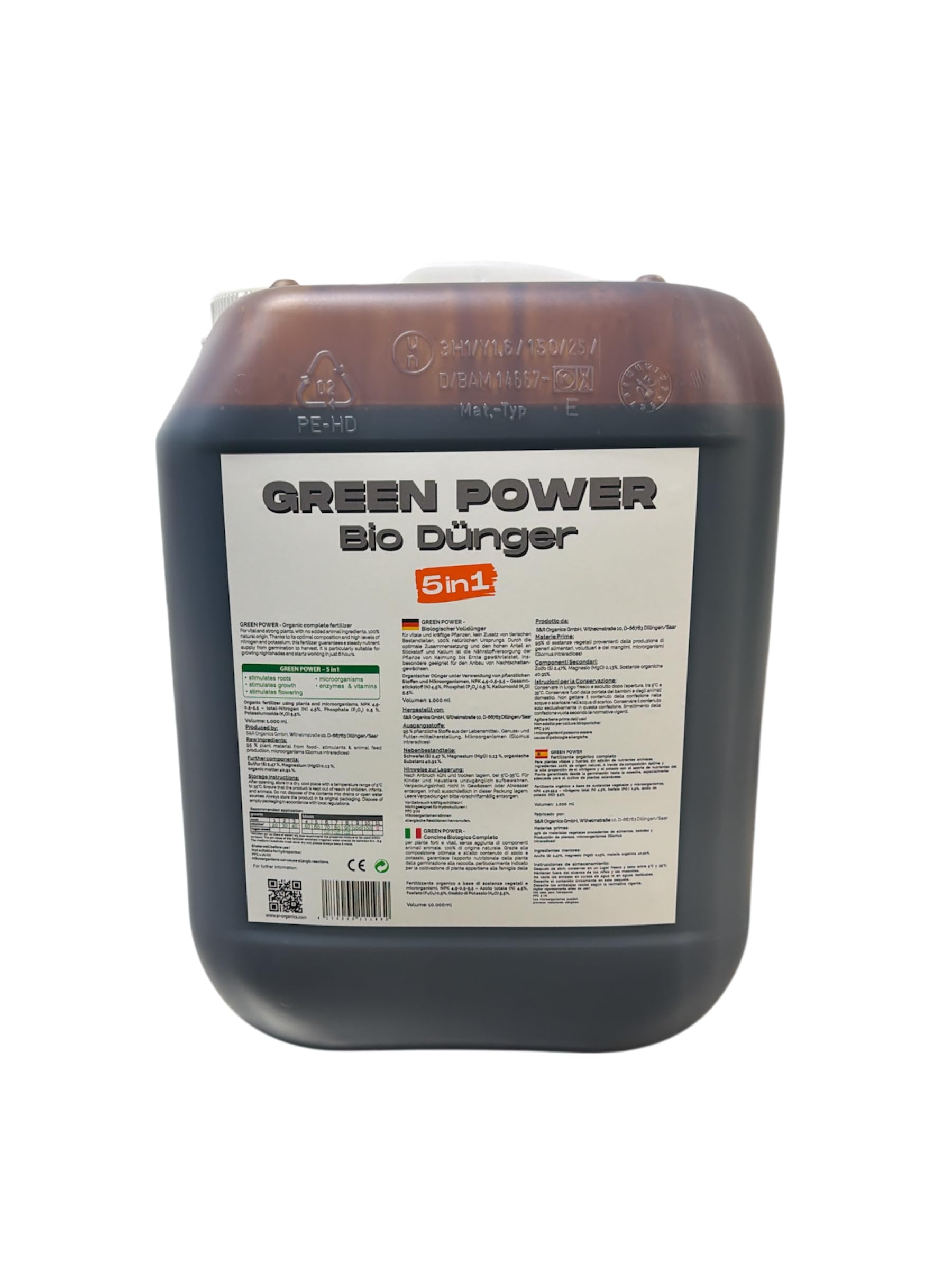 S&R Organics GreenPower 5in1 10Liter Vegan Bio Dünger Mehr Ertrag!