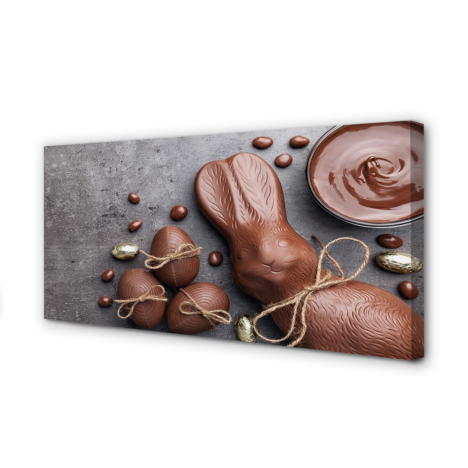 Tulup Peinture sur Toile Tableau - 100x50cm Murale Pâques Decoration Murale - Lapin au Chocolat