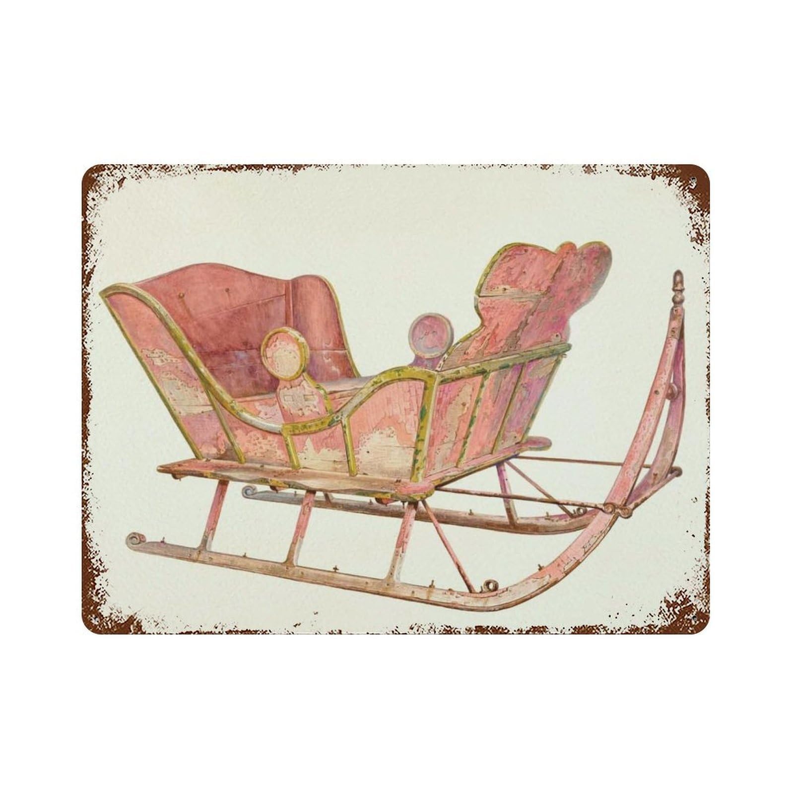 xiaoxiaoshen Retro Pink Santa Sleigh Wall Decor Art Metal Tin Poster Modern Home Decor Art Home Bar Shop Decorations Vintage Sign 30x40cm