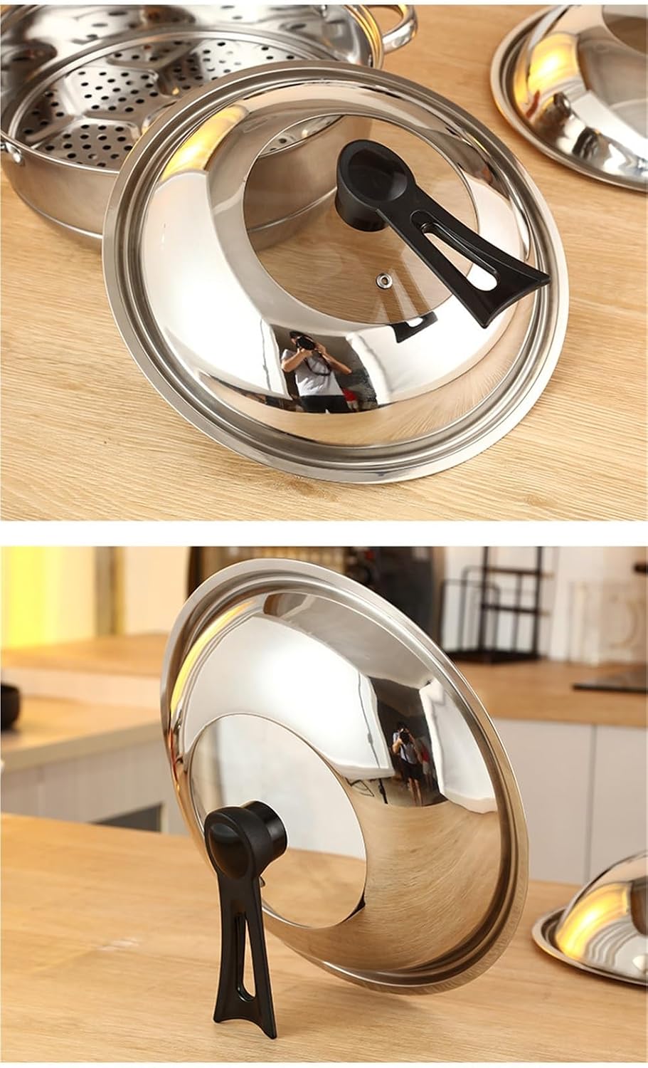 Glass Lid For Frying Pan,Tempered Glass Pot Lid With Stainless Steel Rim,Easy To Use Pan Cover With Heat Resistant Handle,Dishwasher Safe,for Frying Pan Wok Pot Skillet