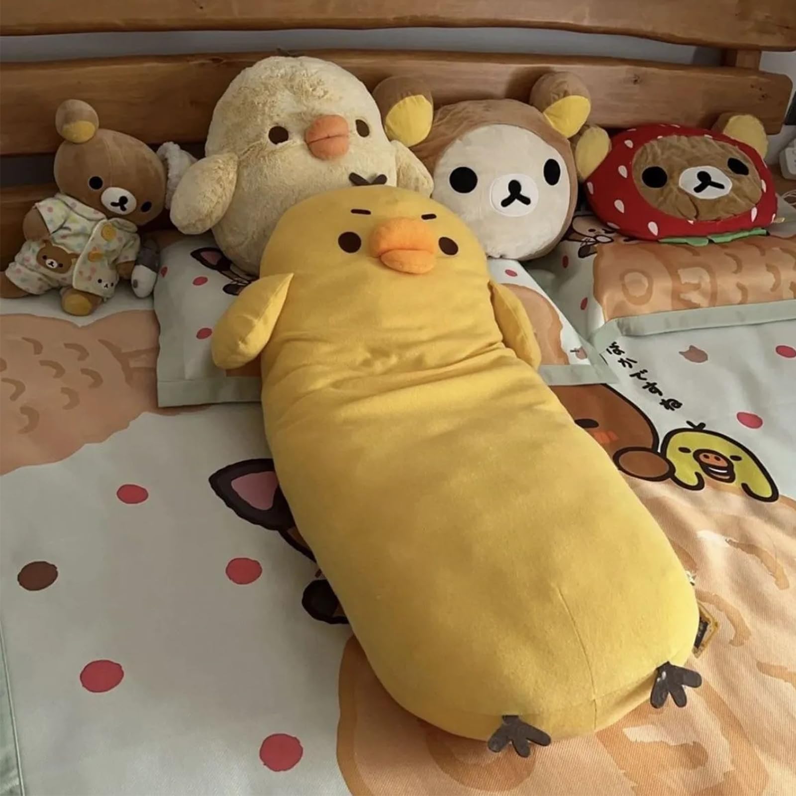 Huhn Kuscheltier, Kissen Seitenkissen Plüschtier, Stofftier Plüsch Puppe Plüschtiere, Geschenk für Jungen Mädchen (Lange Streifen -90cm)