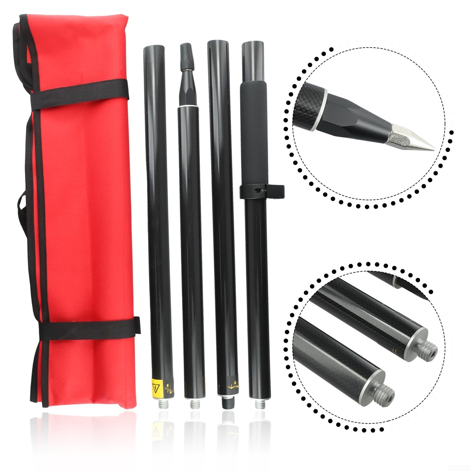Gps Pole 32 mm – 2 m lunghezza palo in fibra di carbonio, compatibile con tutte le interfacce GPS e palo per misurazioni di precisione (2 m)