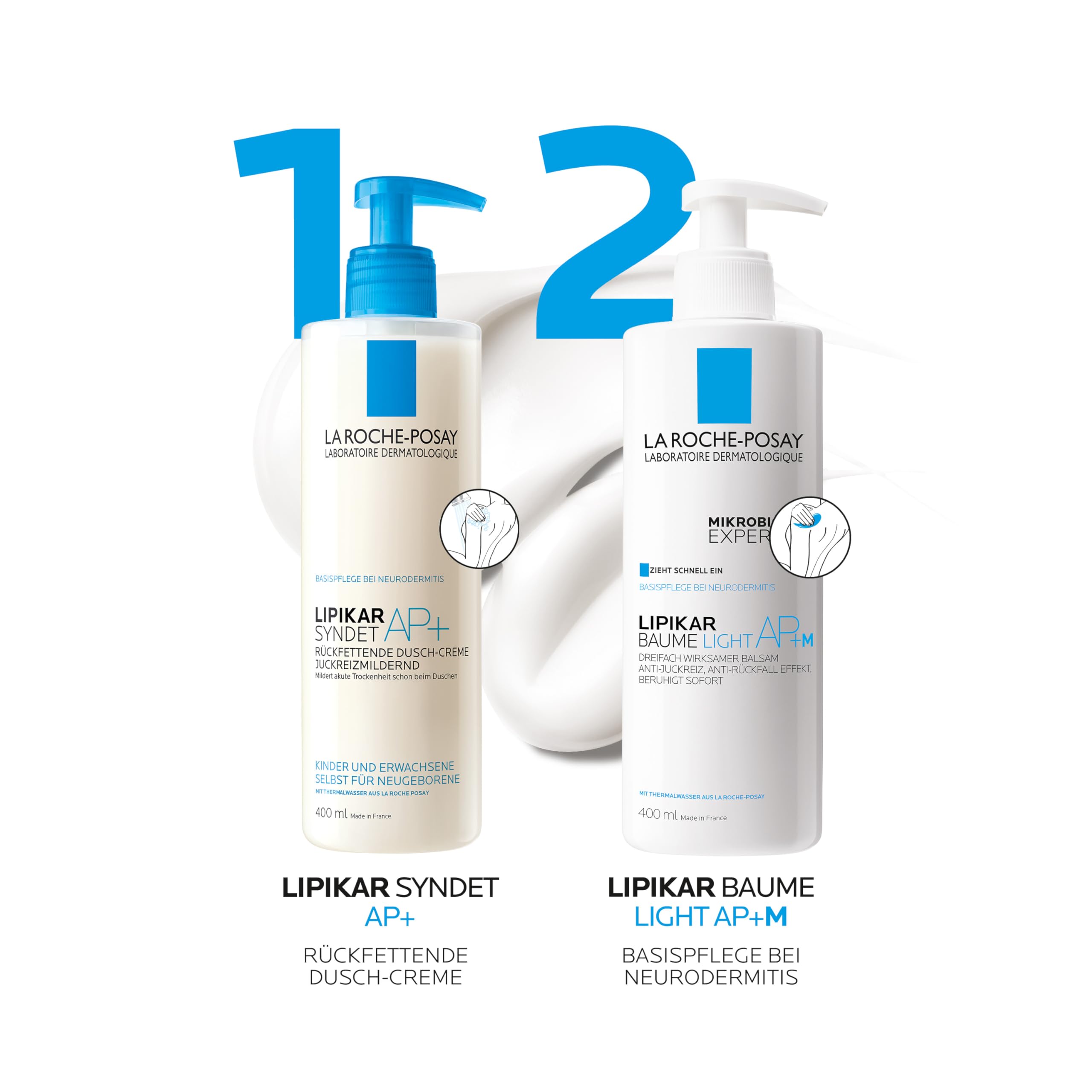 La Roche-Posay Lipikar Baume Light AP+M, Rückfettende Lotion bei Neurodermitis und trockener Haut, Schnell einziehend, Ohne Duftstoffe, Für Babys ab 3 Monaten, Kinder und Erwachsene, 400 ml