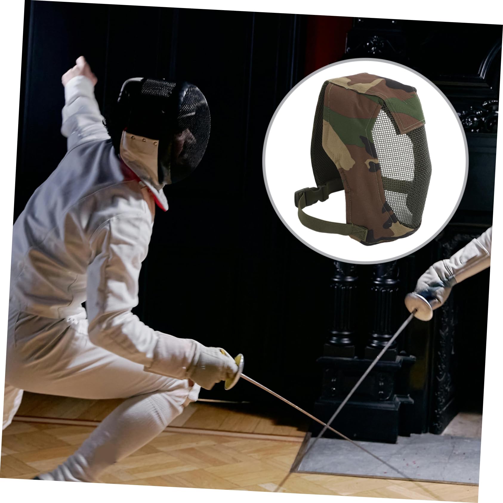 Maschera Integrale Sportiva Traspirante Protezione Viso Antiurto Tessuto Oxford Design Rete Sicura Indossare Esterno Portatile Pratica