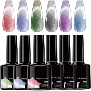 Nail Polishes Gel Set,Color Changing Gel Nail Polishes Kit - 6 Pieces Magnetic Manicure Art Easy Application Cosmetics for Beginners Professionals Wedding Commuting