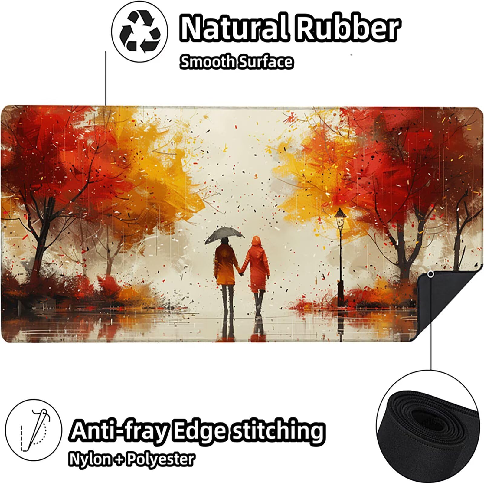 OtoñO Alfombrilla Ratón Gaming XXL 1500x800 mm, Alfombrilla Gaming Rojo Mousepad con Base de Goma Antideslizante, Impermeable Desk Mat para Teclado y Raton, Accesorios Gaming, Regalos de Hombre 9-W