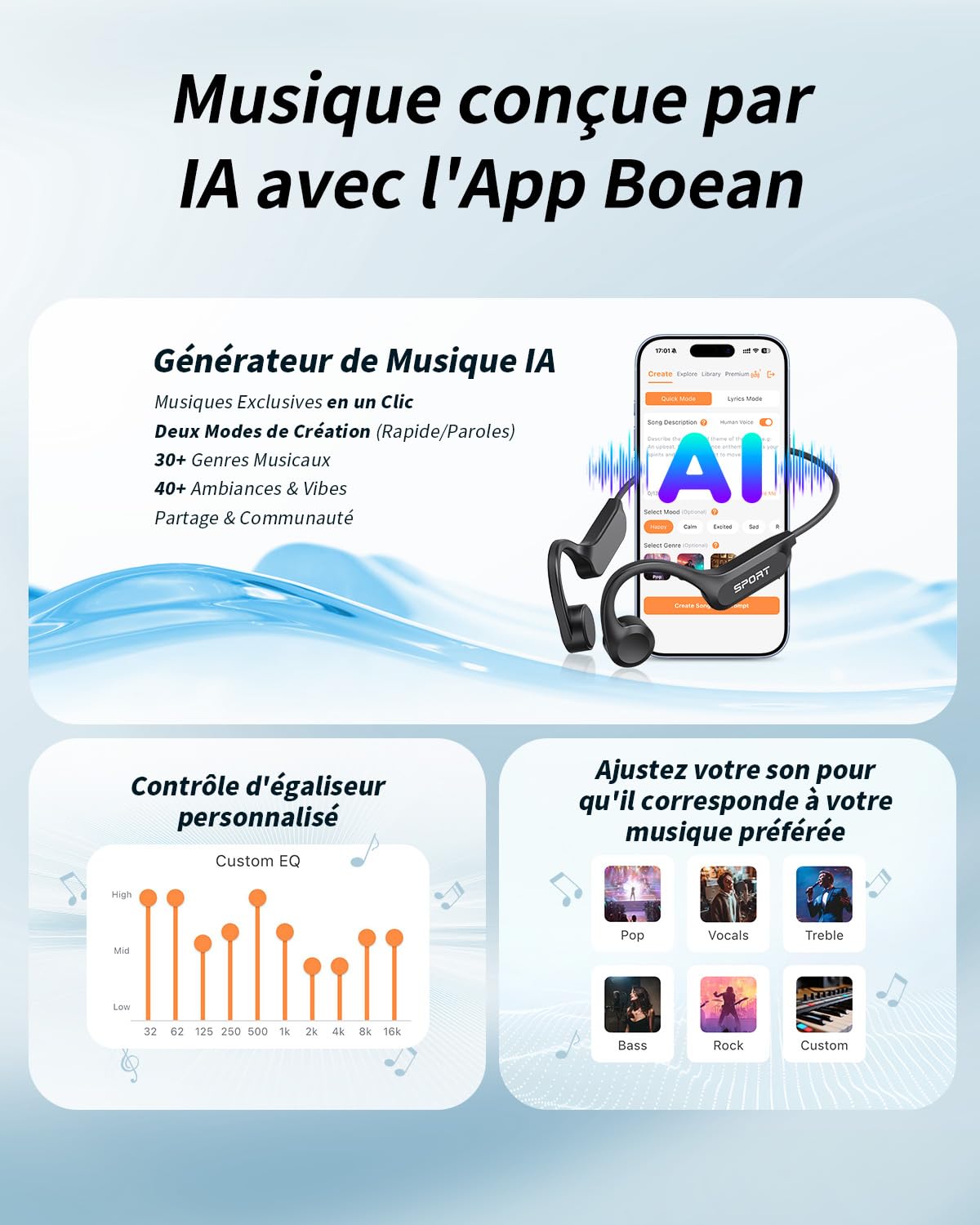 Casque à Conduction Osseuse Bluetooth 6.0 sans Fil