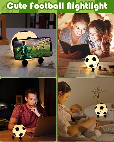 Miniatura 8 de YISUN Luz nocturna de fútbol para niños, lámpara de fútbol regulable, recargable, de silicona, luz nocturna, decoración del hogar, cumpleaños,