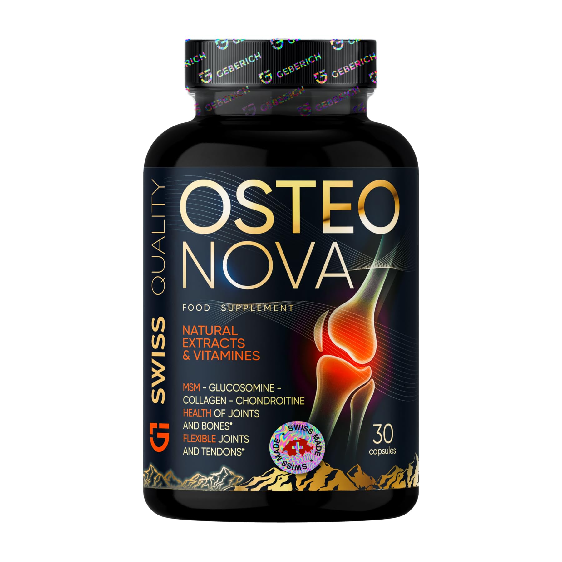 Kapseln OSTEONOVA | Nahrungsergänzung für Gelenke und Beweglichkeit | Mit Glucosamin, MSM, Chondroitin, Vitamin C, Ingwer, Boswellia, Kurkuma und Teufelskralle | 30 Kapseln