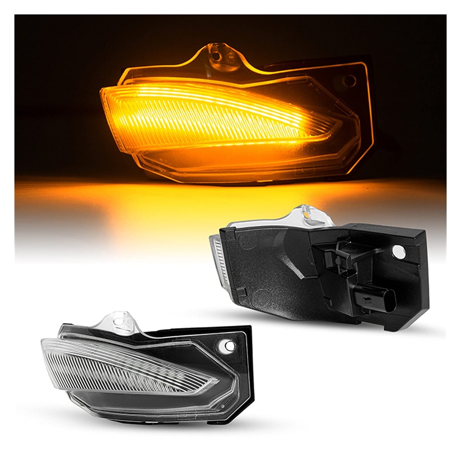 Retrovisor Luces Indicadoras,Intermitentes Lateral 2 unids dinámico espejo ámbero de giro señal de señal blinker espejo indicador lámpara fluir agua tierna(Dynamic Clear Case)