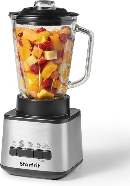 Starfrit 1.5L Blender - 450W with Stainless Steel Blades - 2 Speeds & Pulse Mode - Graduated Glass Pitcher - Non-Slip Feet