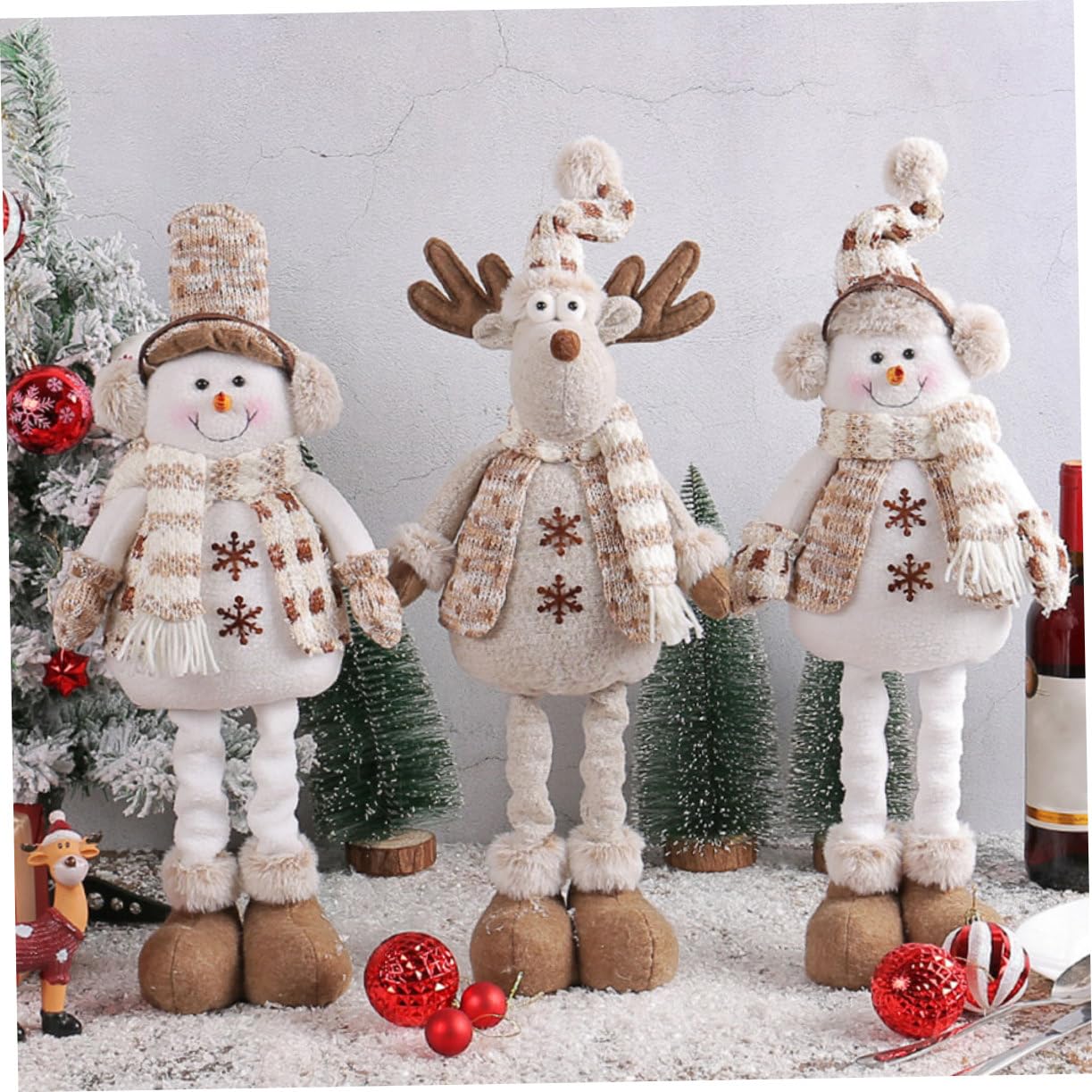 Zerodeko Statuetta Natalizia a Forma di Renna Cappello a Punta in Stoffa e Cotone Pp, Decorazione da Tavolo Creativa e Calda per Arredamento Casa e Bar a Tema Natale