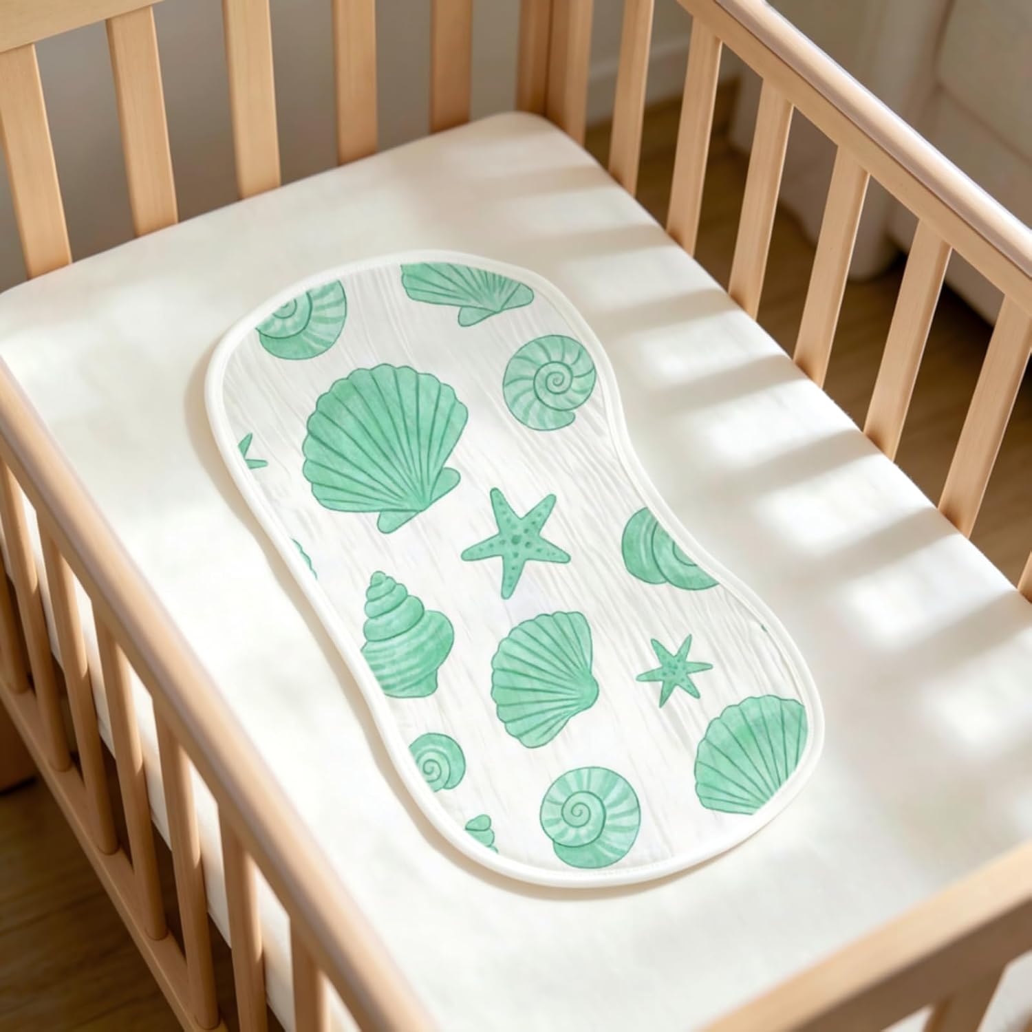 6pcs Seashell Burp Cloths for Baby Boys Girls Parent,100% Cotton Seastar Sea Turtle Ocean Design Burp Rags,Muslin Burping Cloths Absorbent Spit-Up Cloth for Infant Newborns