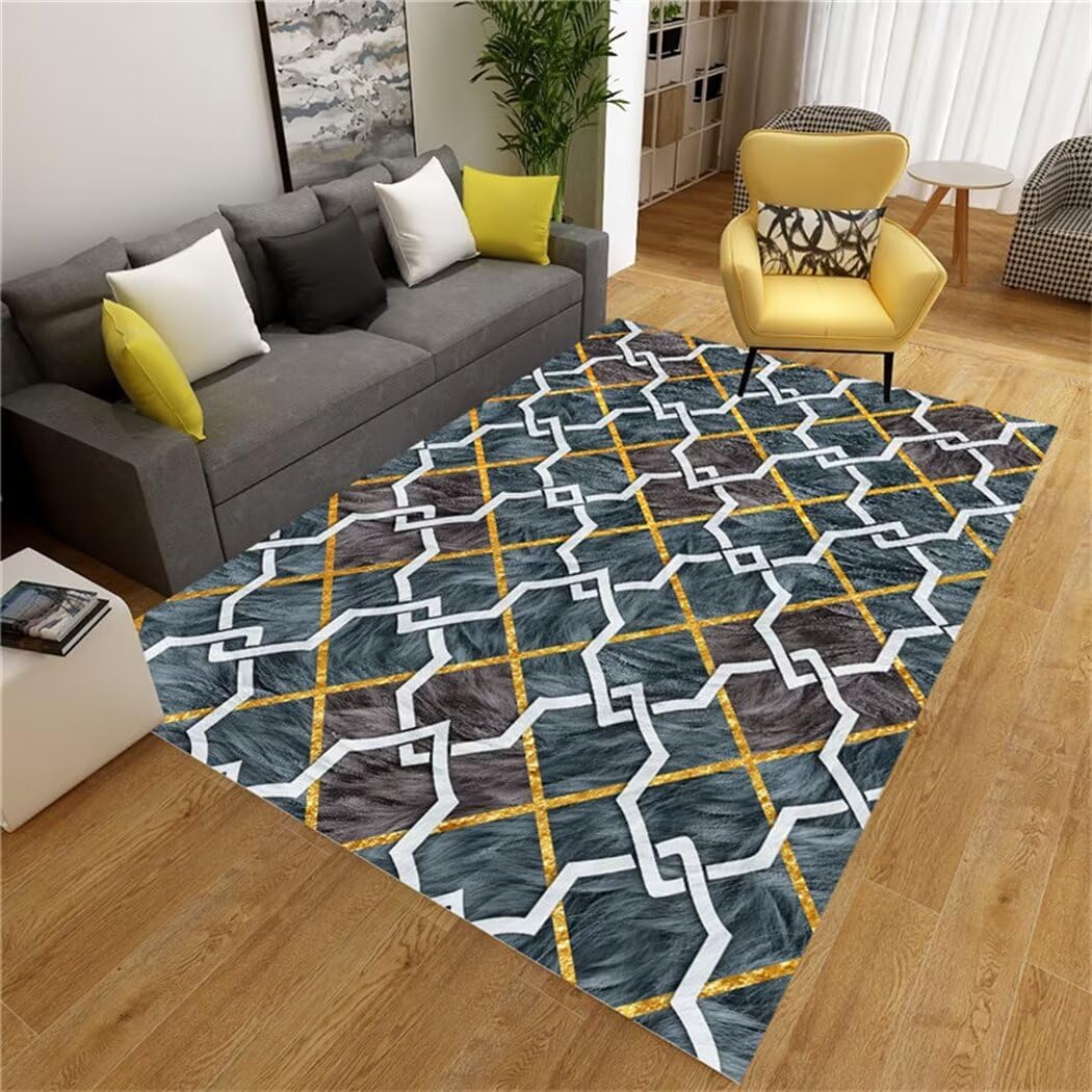 Tapis de couloir bleu moderne 80x150cm facile à nettoyer pour entrée