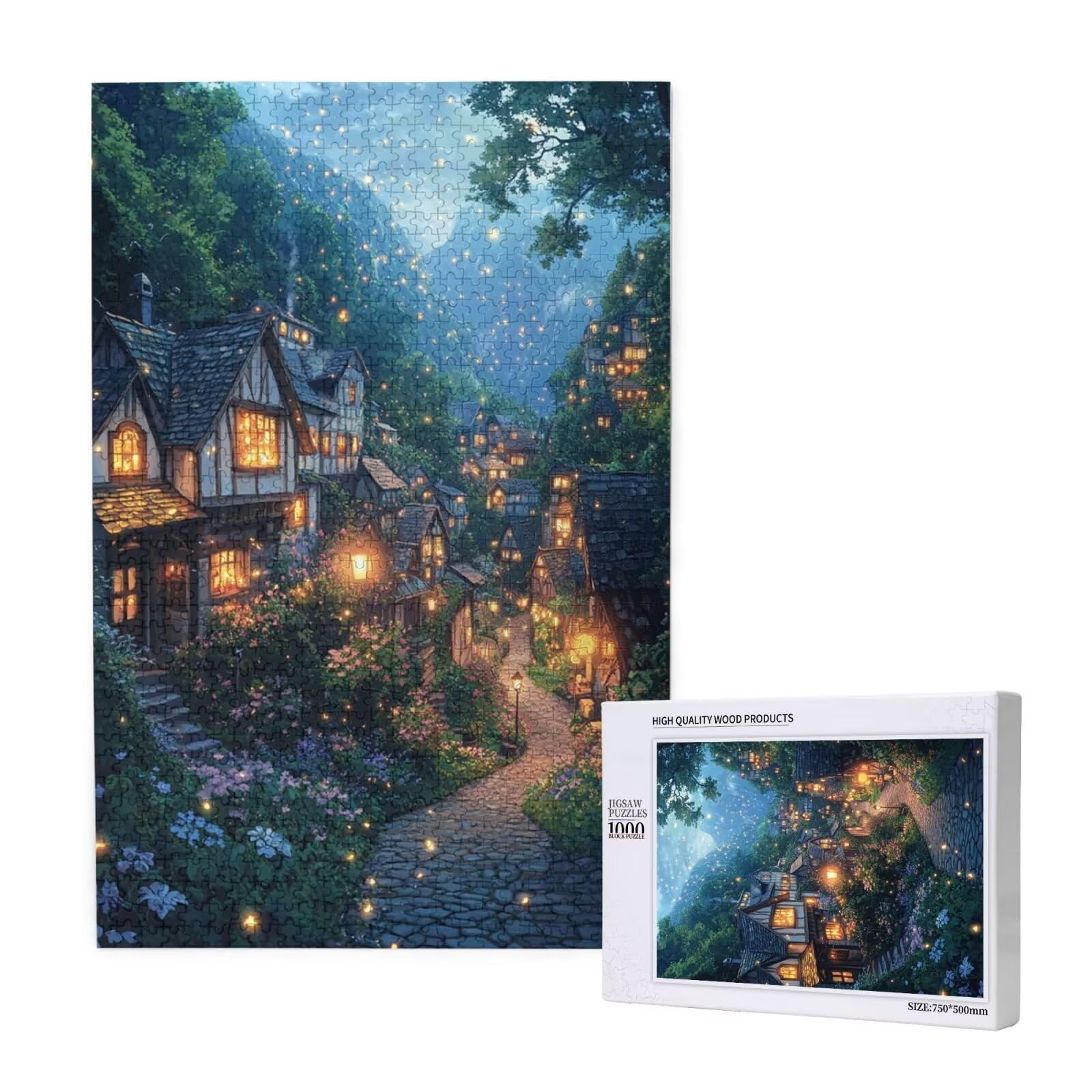 Puzzle 1500 Teile Landschaft Klassische Puzzles für Erwachsene Kleine Stadt Anspruchsvolles und Lustig Kreatives Unterhaltungsspiel, Holzpuzzle für Erwachsene Als Feiertage Geschenk fur Frauen 2T-1213