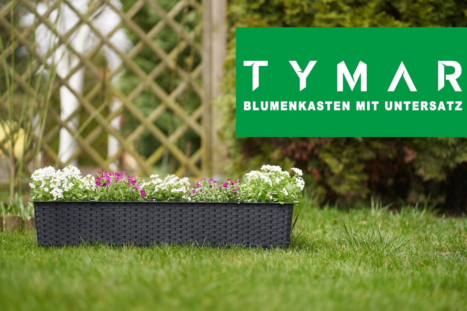 Tymar Bloembak met houders, landelijke stijl, balkonbak met lattenlook, plantenbak landhuis, set van 2, tuin, balkon, terras (antraciet, 60 cm Tymar Bloembak met houders, landelijke stijl, balkonbak met lattenlook, plantenbak landhuis, set van 2, tuin, balkon, terras (antraciet, 60 cm