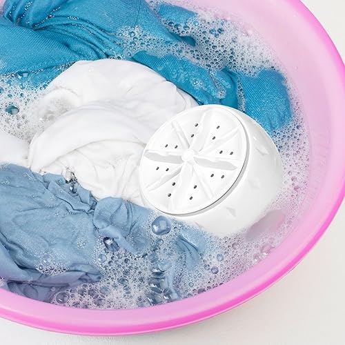 Miniatura 4 de Lavadora de mini turbina portátil para uso en fregadero con energía ultrasónica USB, lavadora compacta de mano para caravana, camping, viajes y