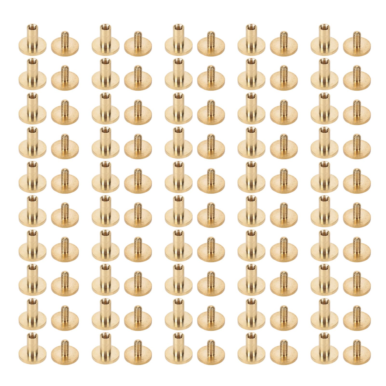 Lot De 50 Rivets à Vis Nickelés 5x10mm - Pour Reliure, Cuir, Scrapbooking, Réparation