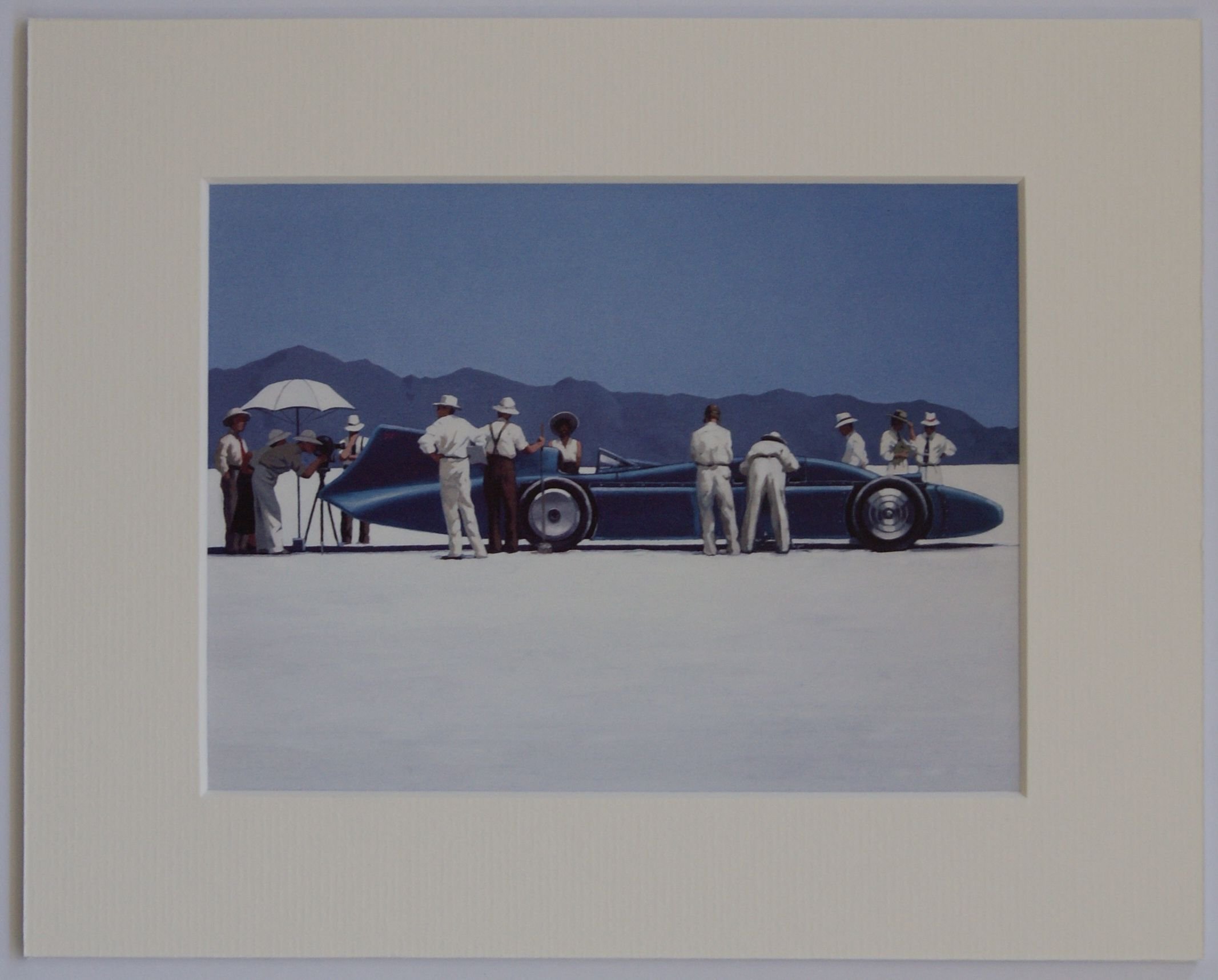 Keats Gallery Lightly Textured Antique White Mount Bluebird At Bonneville By Jack Vettriano Mounted Art Print Picture (10" X 8" - 25Cm X 20Cm) Unframed