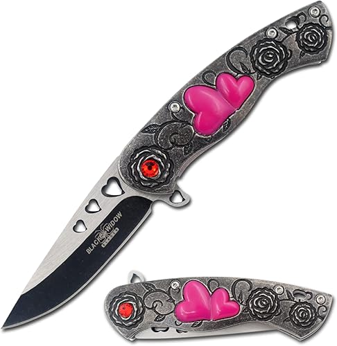 Miniatura 7 de Snake Eye Tactical Cupid Heart - Cuchillo de bolsillo para el día de San Valentín de 7 pulgadas con clip de bolsillo LOVE incluido (plateado)