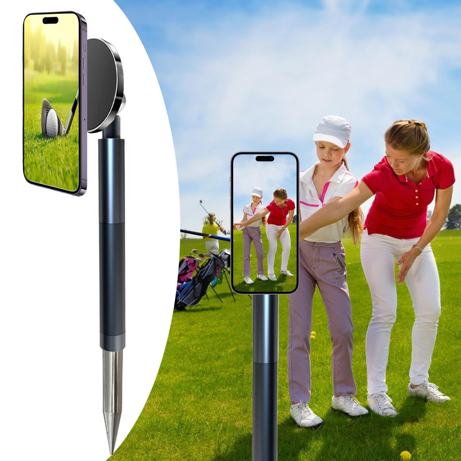 Porta Telefono Da Golf Videocamera Ausilio Allenamento Portatile Stabile | Monopiede Da Golf Selfie Stick Con Picchetto Da Terra Per Riprese Pratica Viaggio Outdoor Appassionati