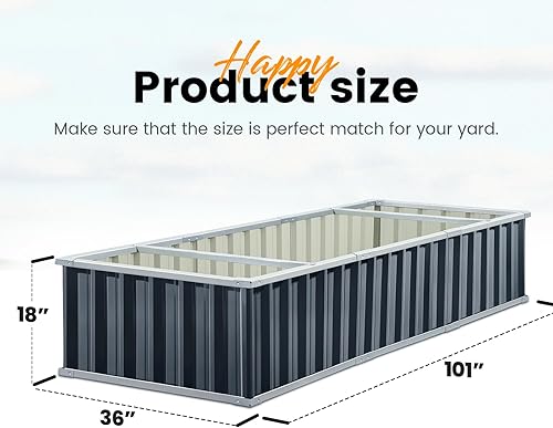 Miniatura 9 de KING BIRD Cama de jardín elevada galvanizada con 2 métodos de instalación para bricolaje, 101 x 36 x 18 pulgadas, caja de maceta elevada para