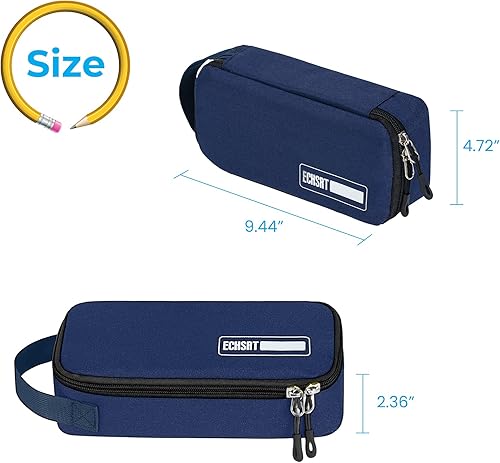 Miniatura 6 de Estuche grande para lápices, estuche duradero para bolígrafos con gran capacidad, bolsa de papelería portátil minimalista con asa para escuela,