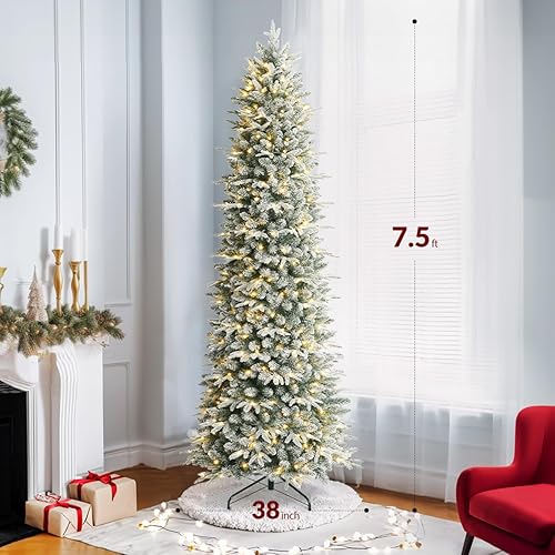 Miniatura 2 de Árbol de Navidad artificial preiluminado de 7.5 pies con 400 luces LED, puntas de ramas de PVC y polietileno, árbol de Navidad con bisagras para el