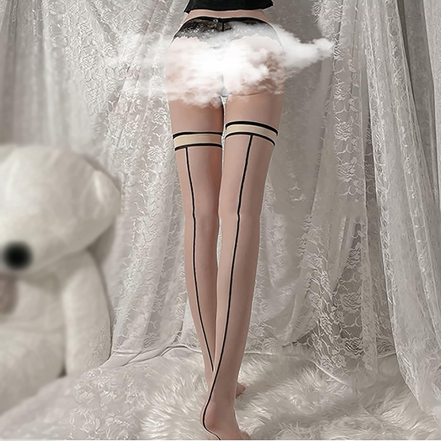 3 Pairs of Women's Transparent Stockings, Sexy Skin Color Knee-High Socks, Slimming Shaping Stockings, One Size