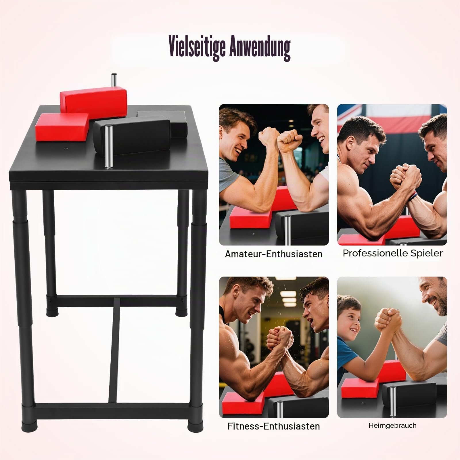 Professioneller Armdrücktisch, Standard Armdrück-Tisch mit verstellbaren Ellenbogenauflagen, Wrestling Tablett, Armwrestling-Kampftisch Krafttrainingsgerät, 1000 kg Tragfähigkeit