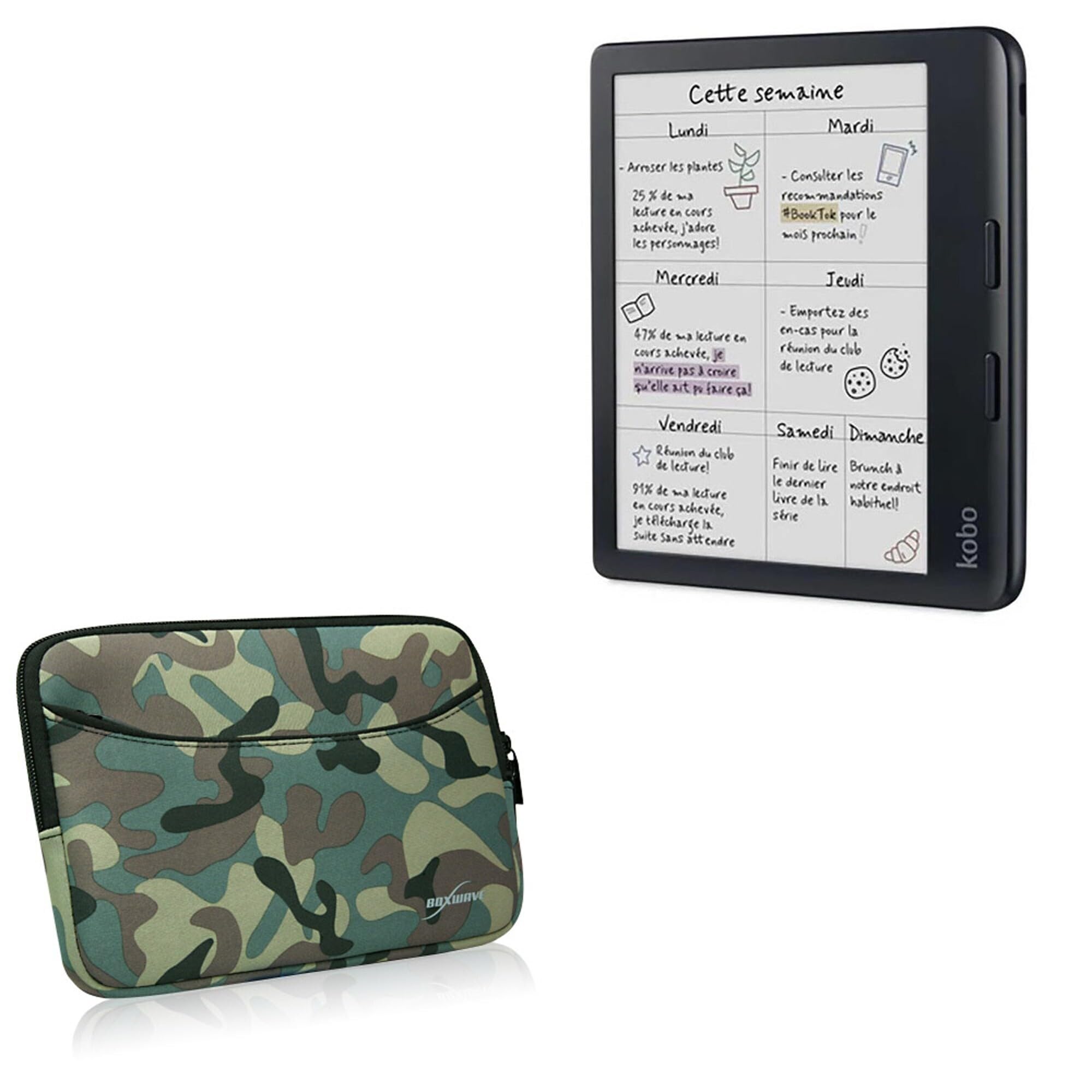 BoxWave Case Compatible with Kobo Libra Colour - Camouflage Suit with Pocket, Neoprene Camo Suit Zipper Pocket for Storage