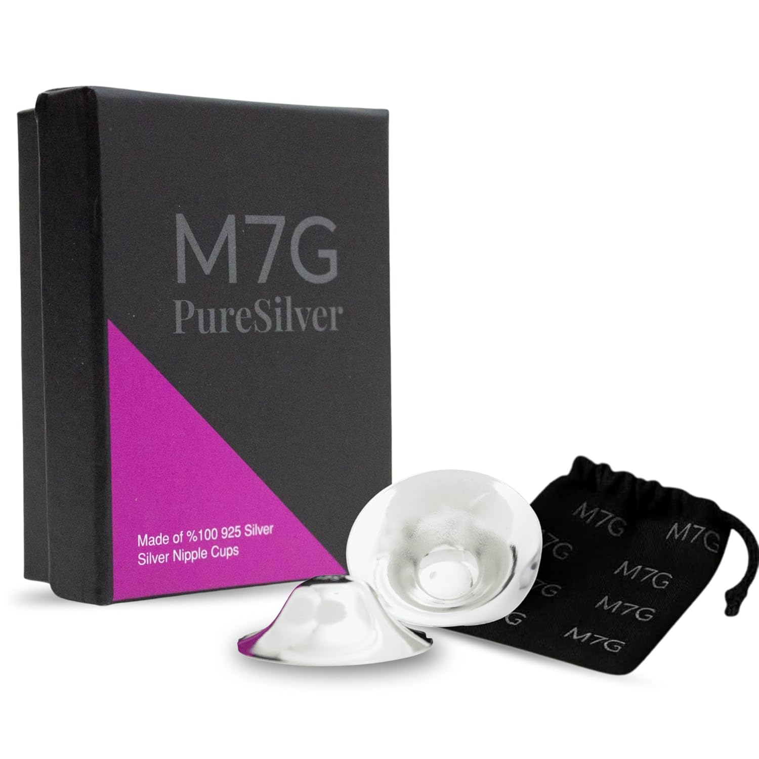 M7G Silver Nursing Cups for Breastfeeding Mothers | Natural Silver Nipple Shields | Reusable Nipple Protector for Sore Nipples | Breastfeeding Essentials | Nickel Free | 925 Silver