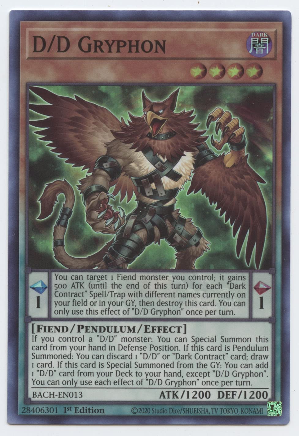 D/D Gryphon - BACH-EN013 - Super Rare - 1st Edition