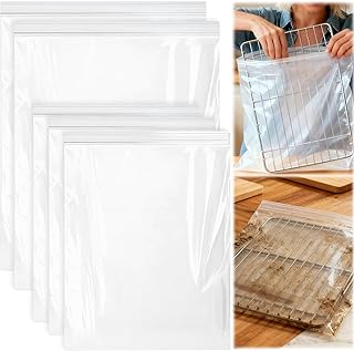 Palksky Oven Rack Cleaner Kit with Bags, Heavy Duty Oven Rack Cleaning Bags, Reusable Leak-Resistant PE Bags for Deep Soaking Grill Grates, BBQ Racks 5 Pack