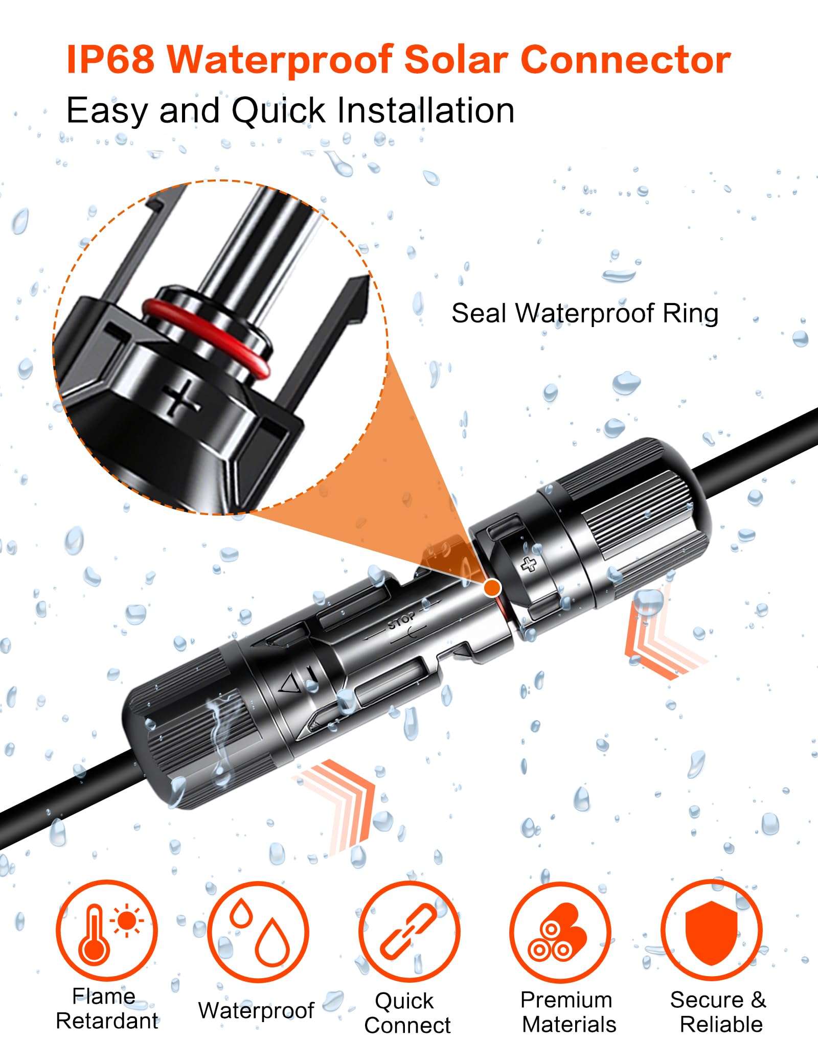 Cavo di prolunga solare da 6 m da 10 AWG con connettori femmina e maschio da 6 mm, fili resistenti alle intemperie per pannelli solari, camper, traghetti, camper, traghetti, nero e rosso, kit di