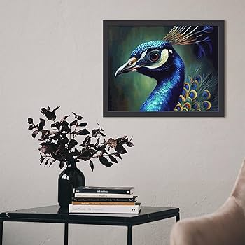 Amazon.co.jp: 孔雀の絵 絵画 絵 動物の油絵 アートパネル