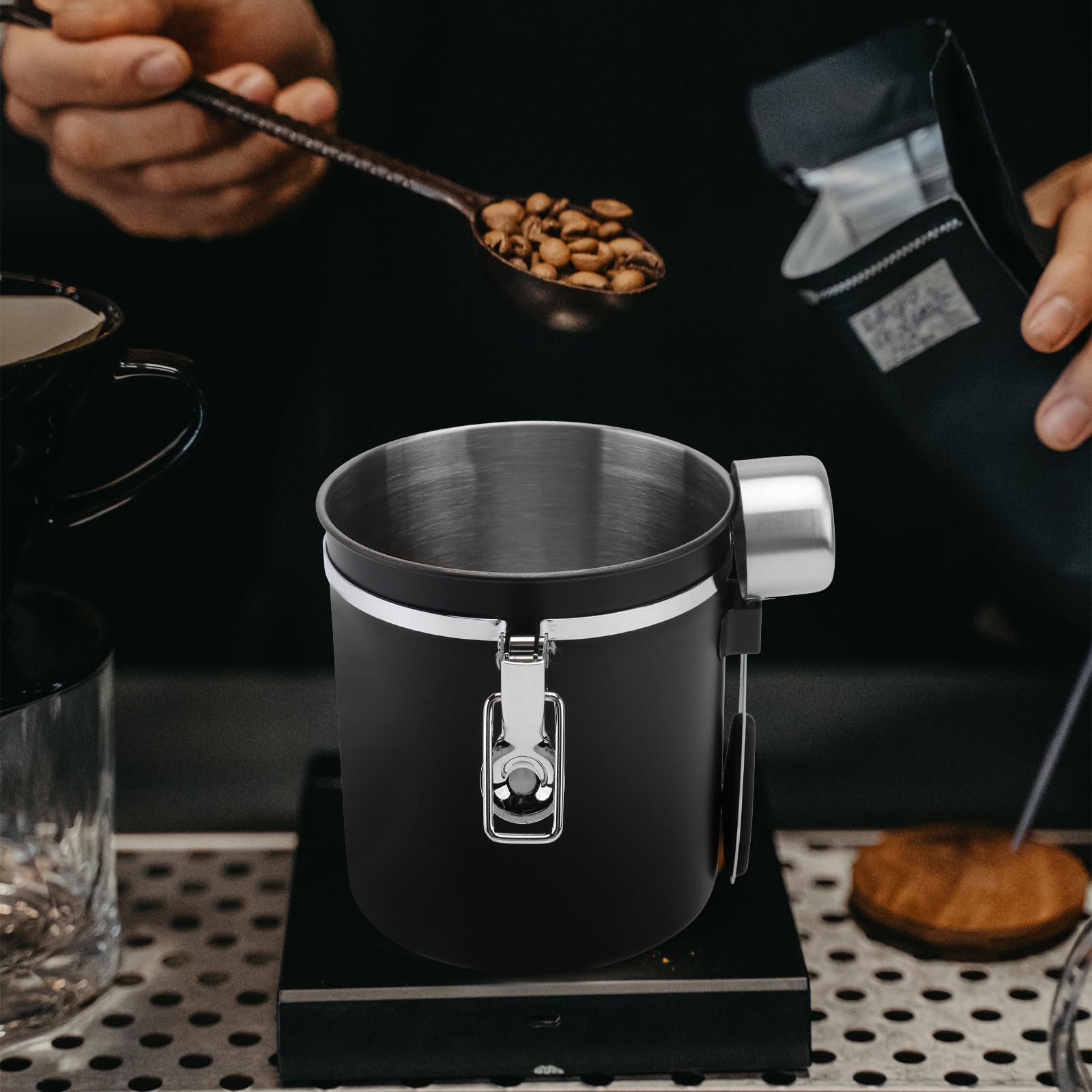 Contenedor para Almacenar Alimentos Hermético de Acero Inoxidable Negro