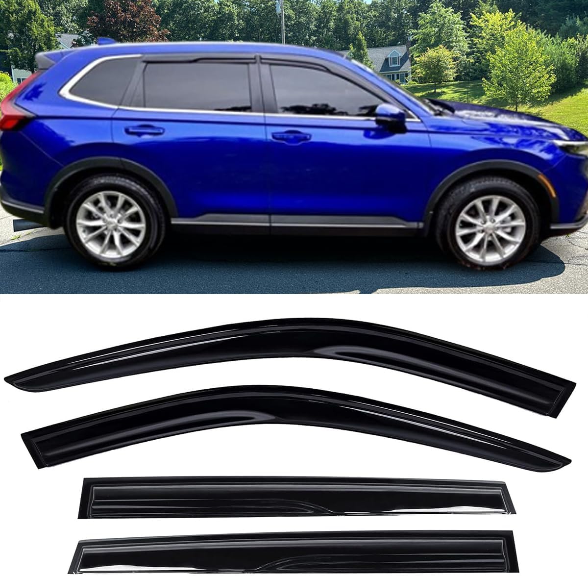 INCOMPLETE Side Window Visors Rain Guards Vent Deflectors Compatible with 2023 Honda CRV (CR-V), Sun Shades Front Rear Smoke 2024 4pcs 2023-2024 CRV(CR-V)