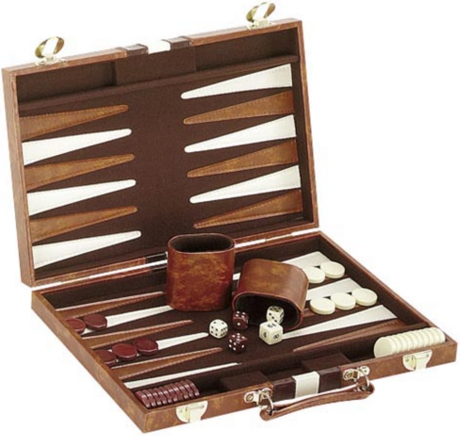 CHH Vinyl with Ripes Backagammon Set, Brown, 11"