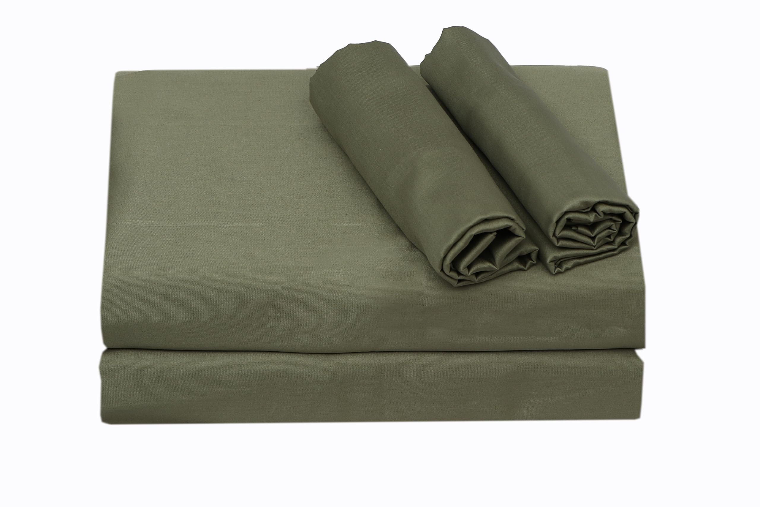 4 Piece Sheets Set 100% Egyptian Cotton 1000 Thread Count 16 inch Deep Pocket Soft Solid Luxury Hotel Bedding Collection - Flat Bedsheet, Fitted Sheet & 2 Pillowcases (Queen, Sage)