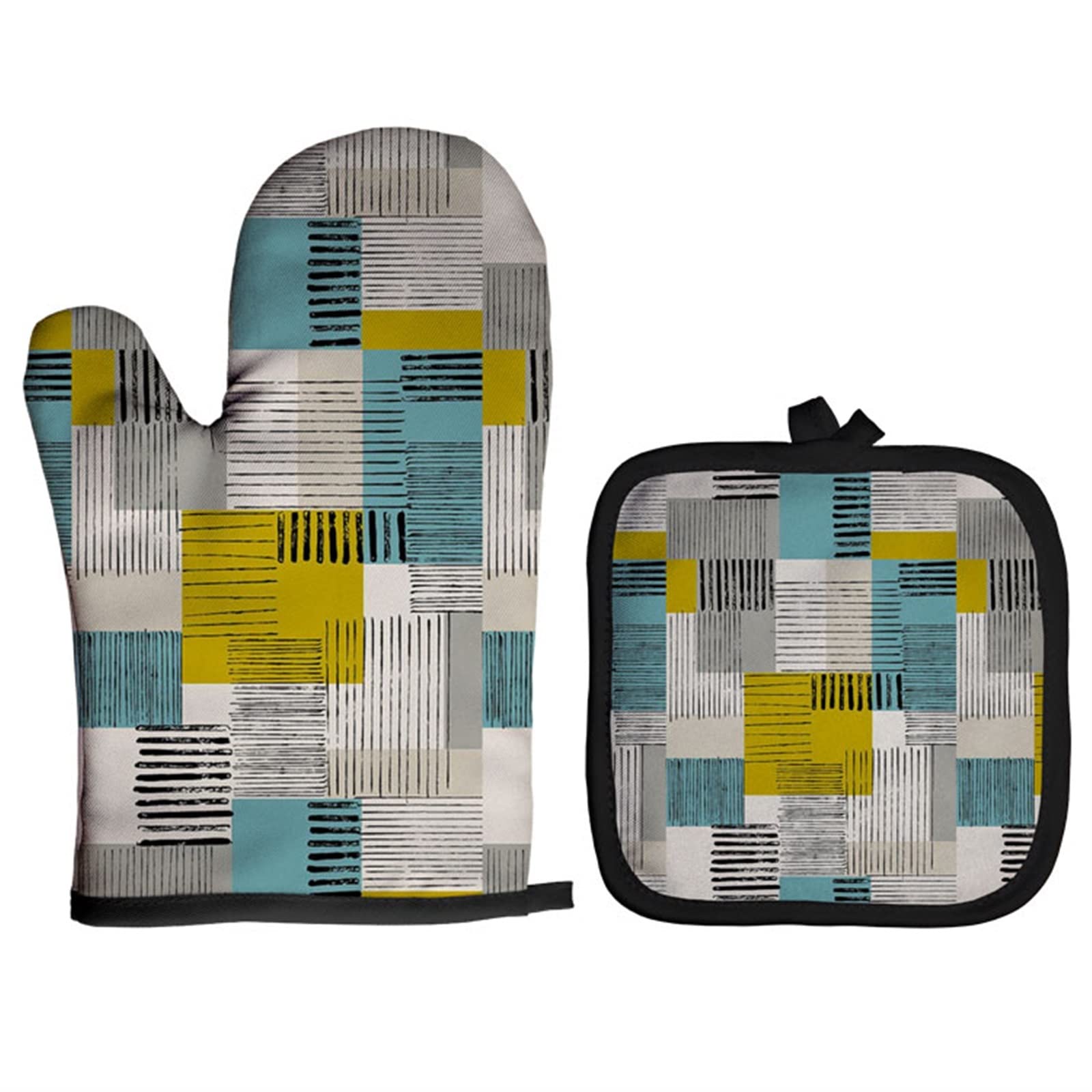 Rękawice do pieczenia Dostosuj wzór vintage Rękawica do kuchenki mikrofalowej Pieczenie Rękawice odporne na ciepło Rękawice kuchenne Rękawice Terylene Potholders Akcesoria kuchenne (kolor: 1) (2)
