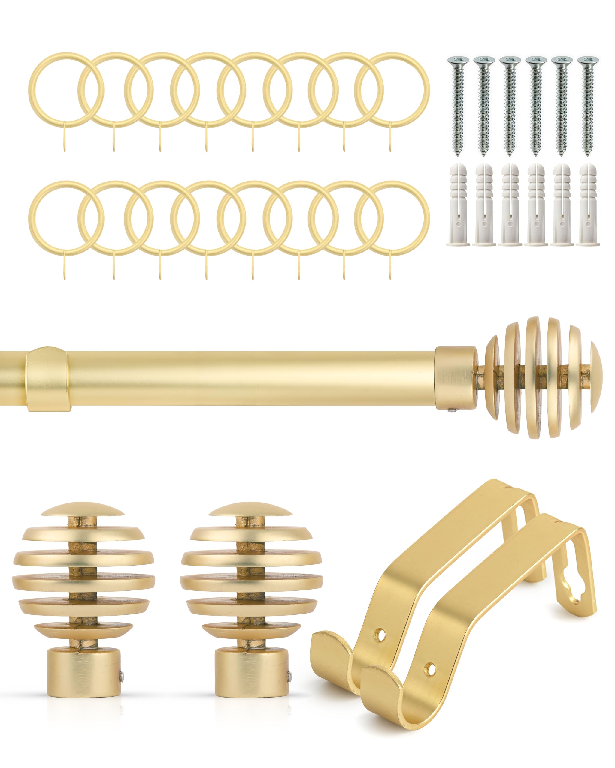 Emma Barclay  Gold Curtain Pole With Rings Extendable Slice in Size 1.2 - 2.1m, Sports Direct