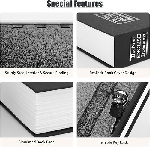 Miniatura 4 de KYODOLED - Caja fuerte con forma de libro con cerradura de llave, caja de seguridad oculta de metal, colección, caja para ocultar dinero, 9.5 x 6.2