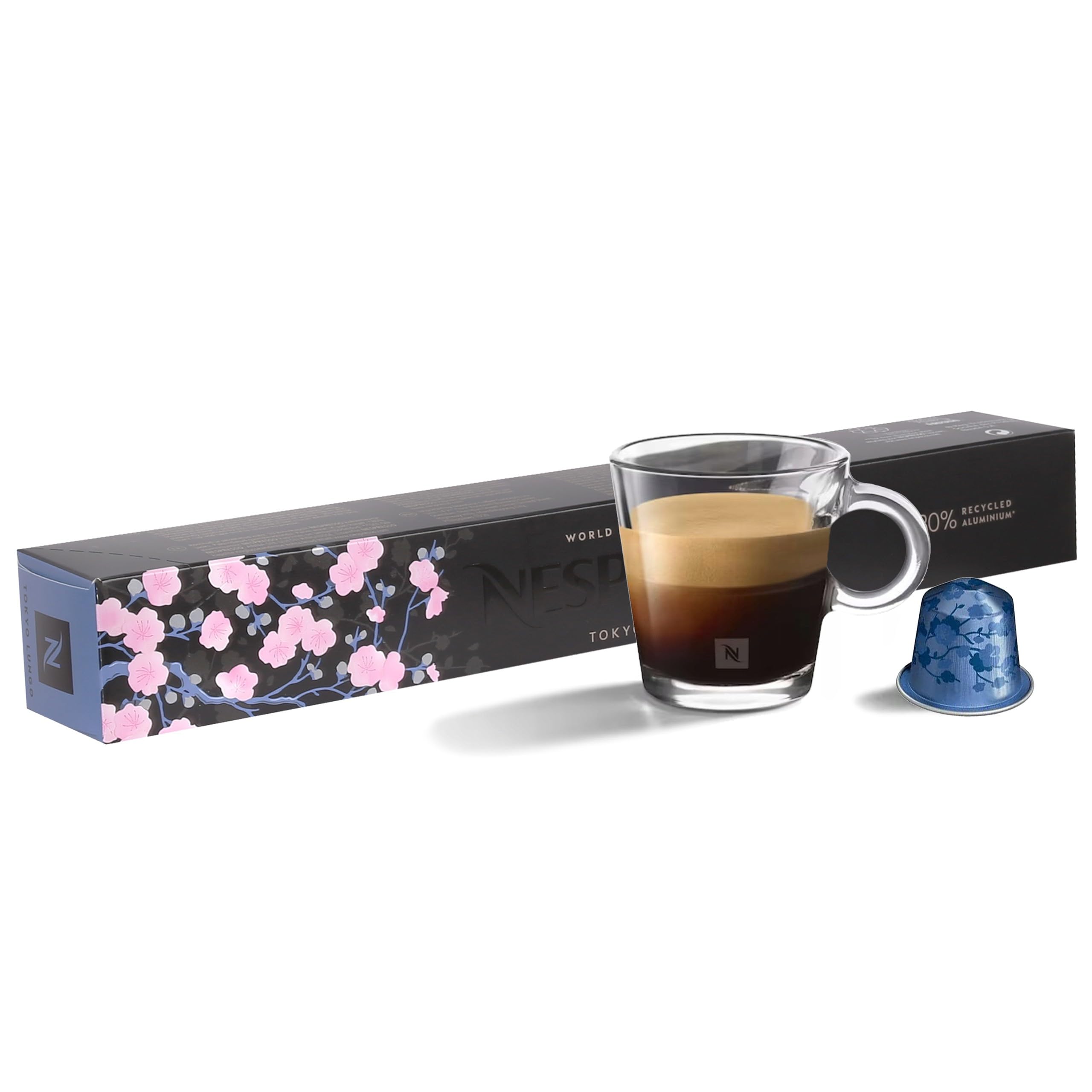 Kawa w kapsułkach o smaku, kompatybilna z NESPRESSO (10 kapsułek, Tokyo Lungo)