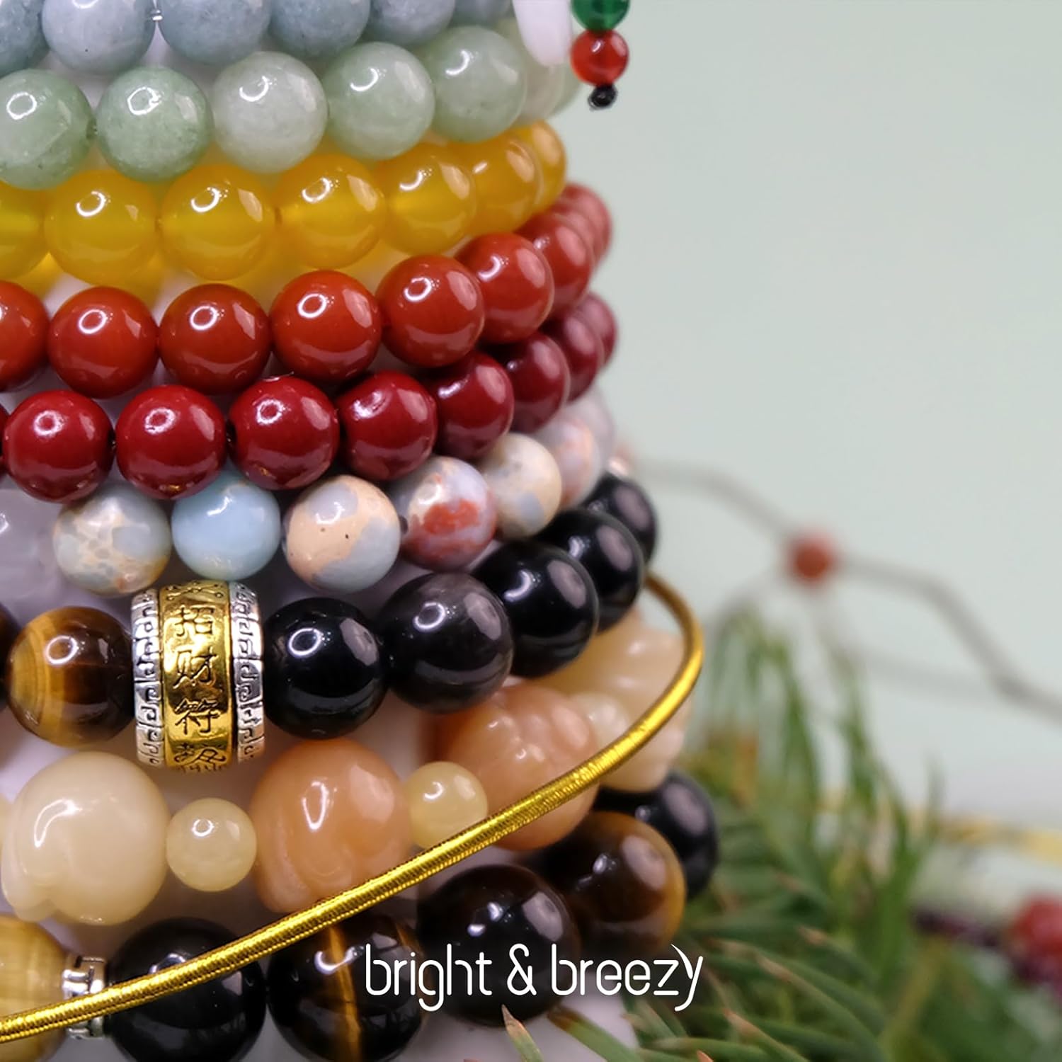 Natural Southern Red Agate Single-Circle Bracelet with Hetianyu Accent & "Good Fortune" Gilded Pendant, Chinese-Style Auspicious Jewelry for Luck & Wealth, Women’s Retro Elegant Beaded Bracelet Gift - Image 6