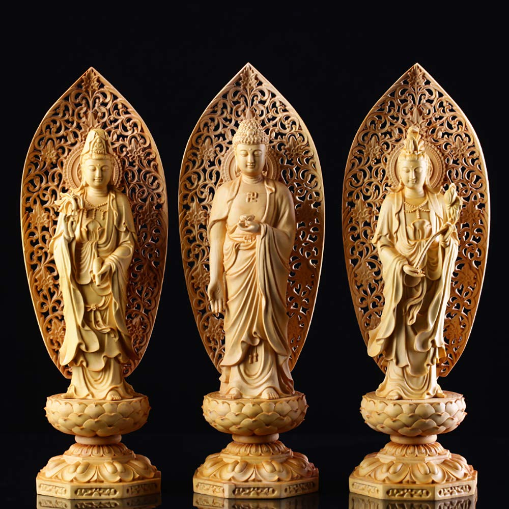 Amazon｜Suicazon [御金品] ツゲ 木彫り 阿弥陀三尊像29cm（ 観音菩薩