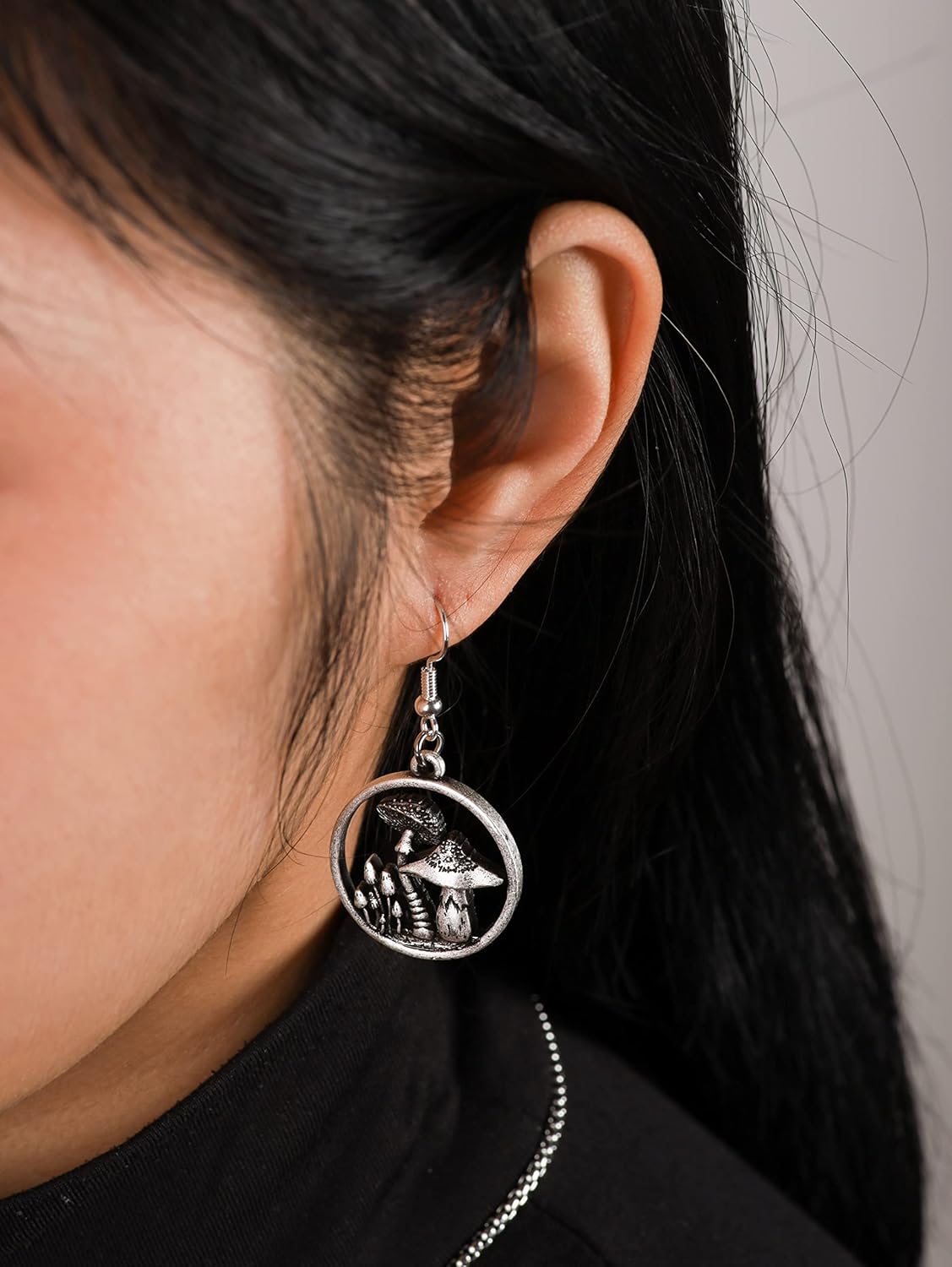 HAQUIL Vintage Mushroom Earrings Circle Tree Magical Forest Dangle Drop Earrings Moonstone Mushroom Gifts Moon For Women - Image 6